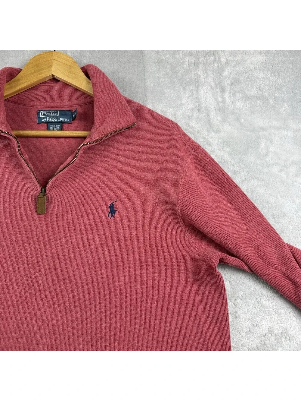 Polo Ralph Lauren Red 1/4 Zip Sweatshirt Pony Logo Cotton Men’s S Preppy Retro